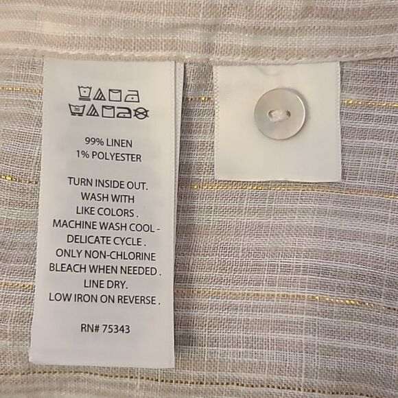 St. Tropez West Long Sleeve Button Down 100% Linen Tunic Blouse Top Size M - Picture 11 of 11